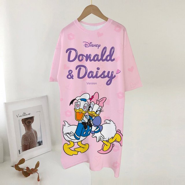 Disney Minnie Mickey Mouse Mini Dresses Women Short Sleeve Party Club Dress Casual Loose Fashion Streetwear Summer Dress MujerXXL Gao Jinjia LED