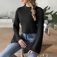 thumbnail image 5 of Weikingp Sweaters for Women,Women'S Short Crop Top Woven Sweater Autumn and Winter Flared Sleeve Half High Neck Pullover Sweater Cable Knit Sweater Women Pullover Sweaters for Women, 5 of 7