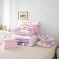 thumbnail image 5 of Feelyou Kawaii Magic Unicorn Bedding Comforter Set 7 Pieces, Watercolor Rainbow Full Bedding Set, Love Heart Balloon Reversible Fitted Sheet Flat Sheet, Luxury Bedroom Decor, 5 of 7