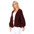 thumbnail image 2 of Yemak Women's Chunky Knit Long Bell Sleeve Open Sweater Cardigan MK8235-MAV-M-BD, 2 of 5