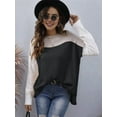 thumbnail image 3 of Women'S Oversized Colorblock Sweater - Crew Neck Rib-Knit Drop Shoulder Long Sleeve Pullover Top, 3 of 7