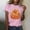 Pink, variant on Hvot&aat Women's Fall Halloween Thanksgiving Short Sleeved T-shirt Sparkling Pumpkin Printed Round Neck Short Sleeve Tops