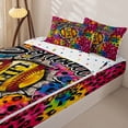 thumbnail image 3 of Castle Fairy Abstract Softball Zipper Full Size Comforter Sets with Fitted Sheet and 2 Pillowcases, Gradient Tie-Dye Leopard Print Zipper Bedding Set,4pcs, 3 of 6