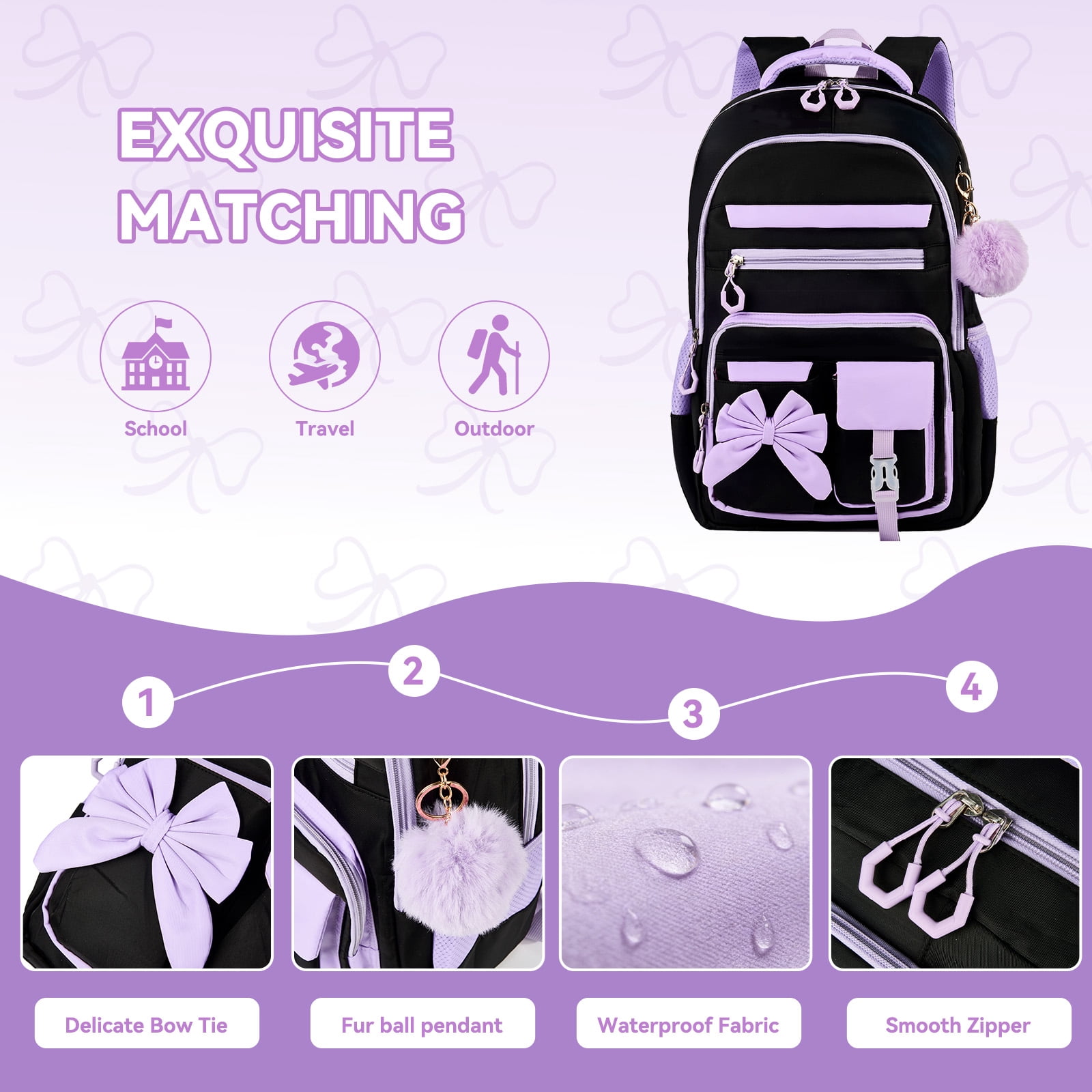 Inadays School Backpack Set Cute Bookbag Set for Elementary Preschool Middle