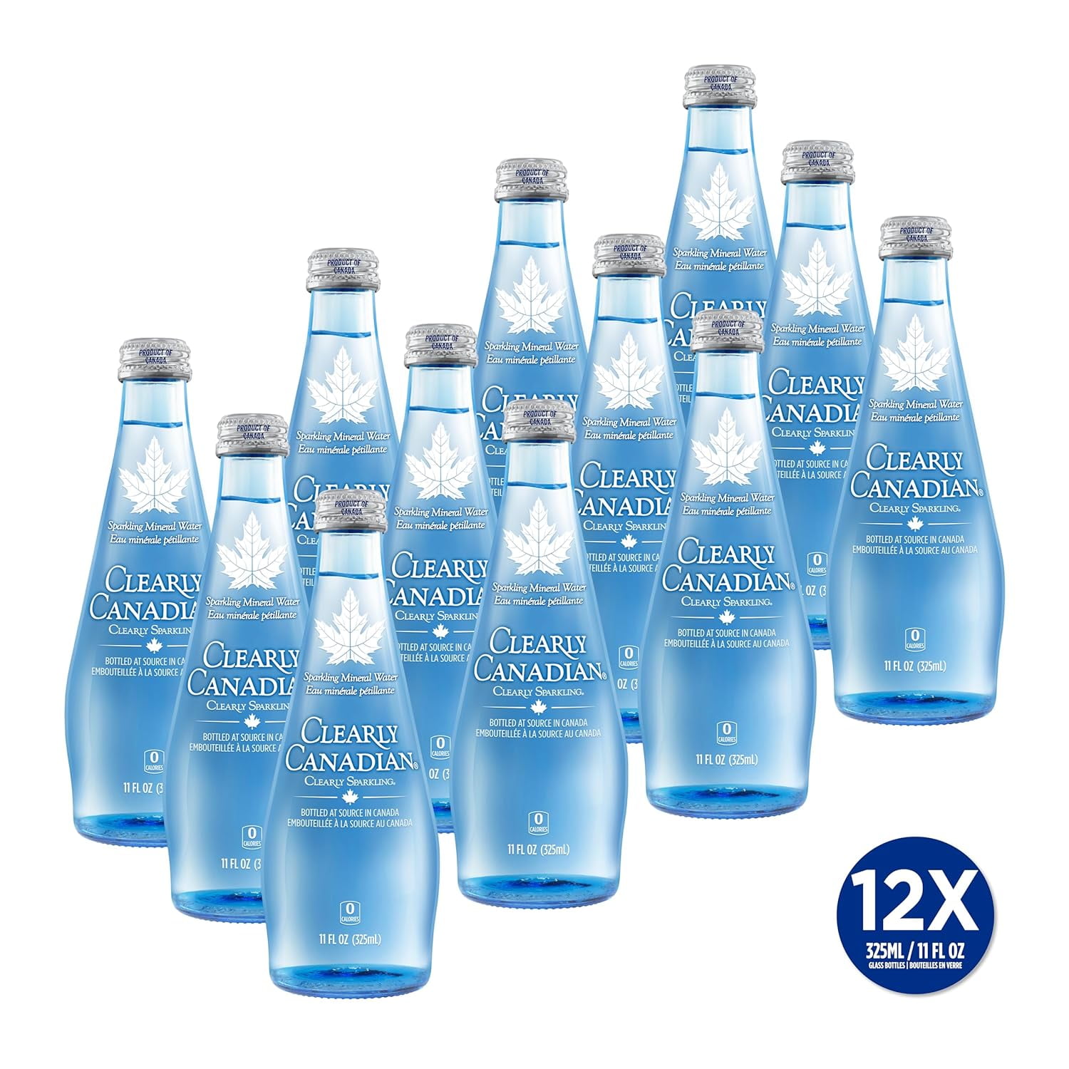 Clearly Canadian Clearly Sparkling Spring Water Beverage | Natural, Carbonated, Flavored Seltzer Water | 1 Case (12 Bottles x 325mL)