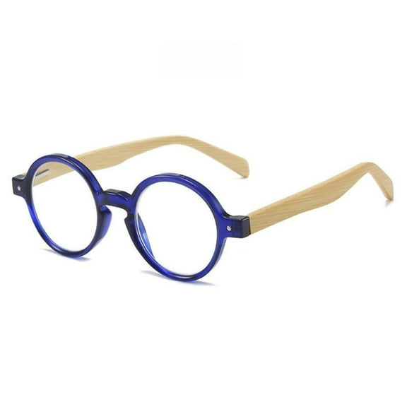 Blue 42mm Retro Round Reading Glasses 1.0 for Men Harry Potter Women Bamboo Print Wood Grain Readers  1.00