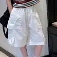 thumbnail image 6 of Girls' Cargo Shorts White Lightweight Summer Casual Shorts with Elastic Waist for Big Kids, Athletic Play Shorts for Girls 7-15 Years,Size 14-15 T, 6 of 7