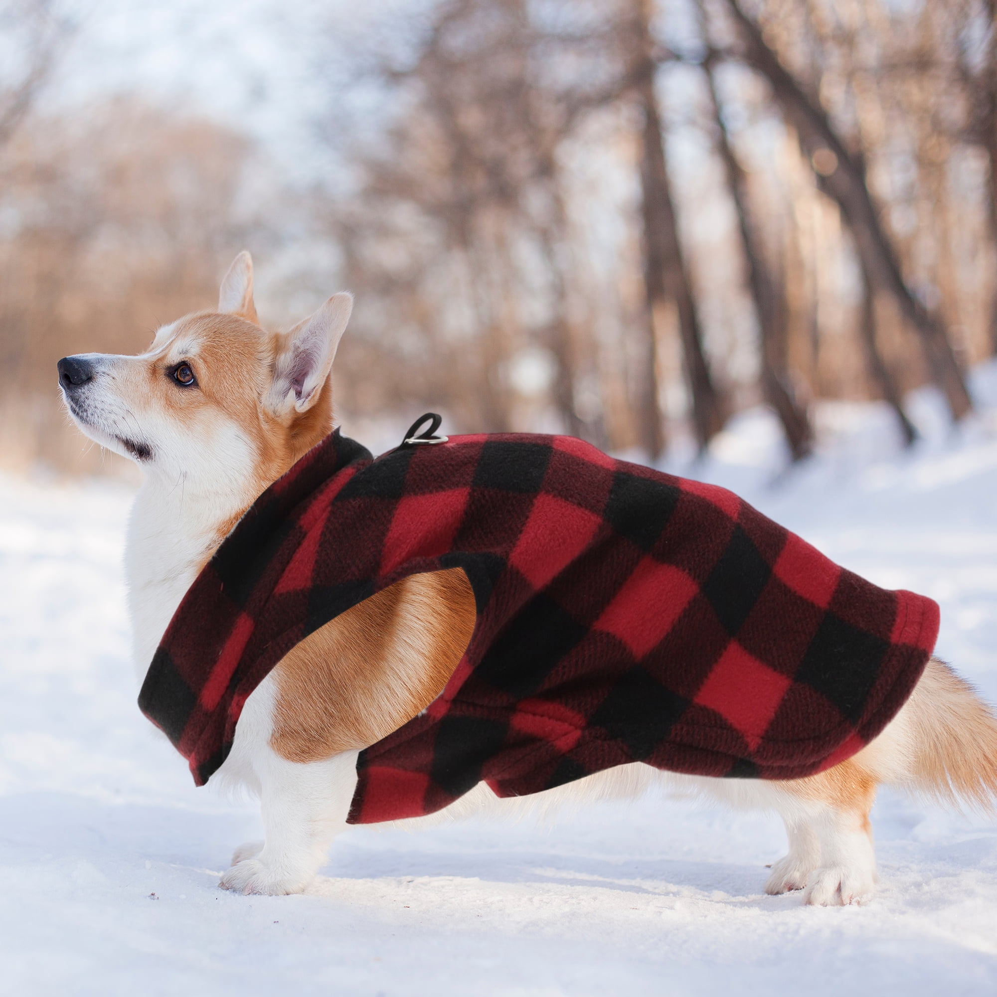 Unique Bargains Small Dog Cat Jumpers Plaid Polar Fleece Clothes Red Black L