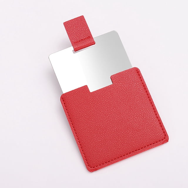 Fiudx Espejo de Tarjeta de Acero Inoxidable Portátil para Evitar Caídas, Espejo de Maquillaje Sin Marco y Funda de Tarjeta, Espejo Pequeño Portátil