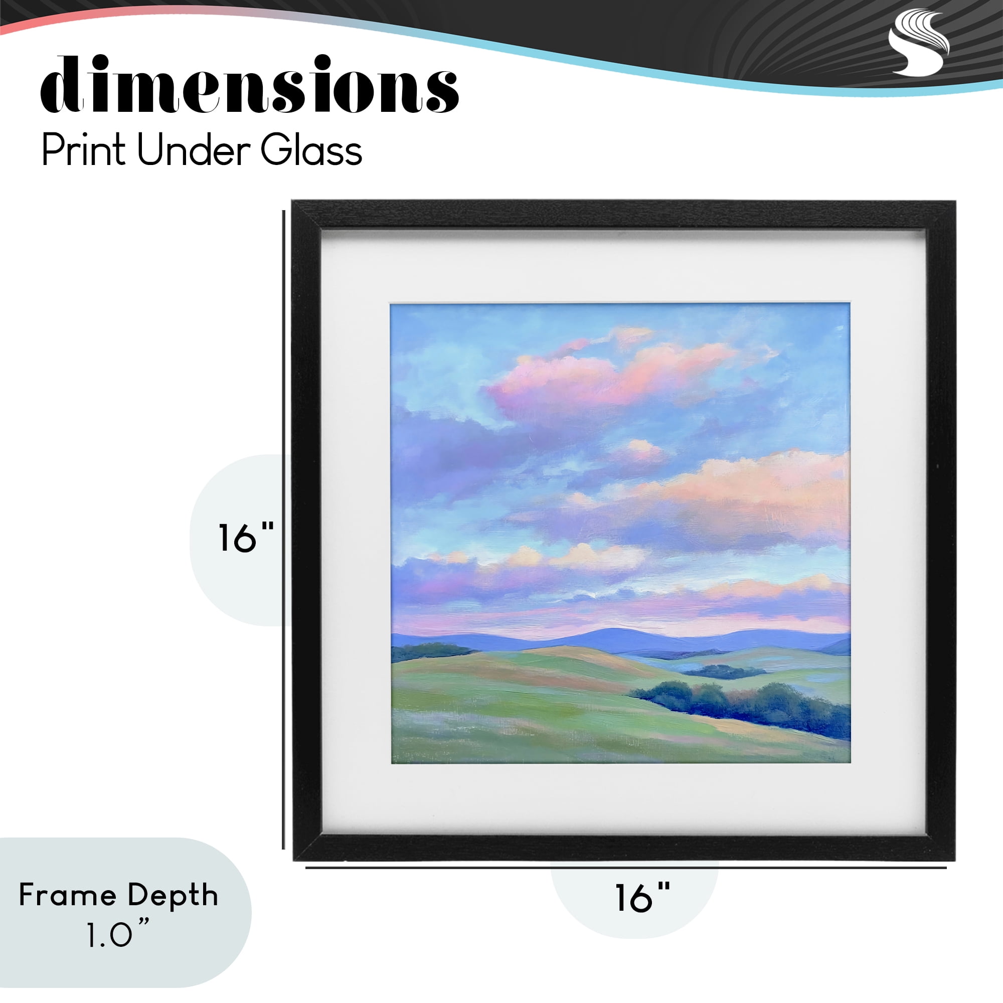 Stupell Industries Rolling Hills with Soft Sunset Black Framed Print Under Glass, design by Creative Studio