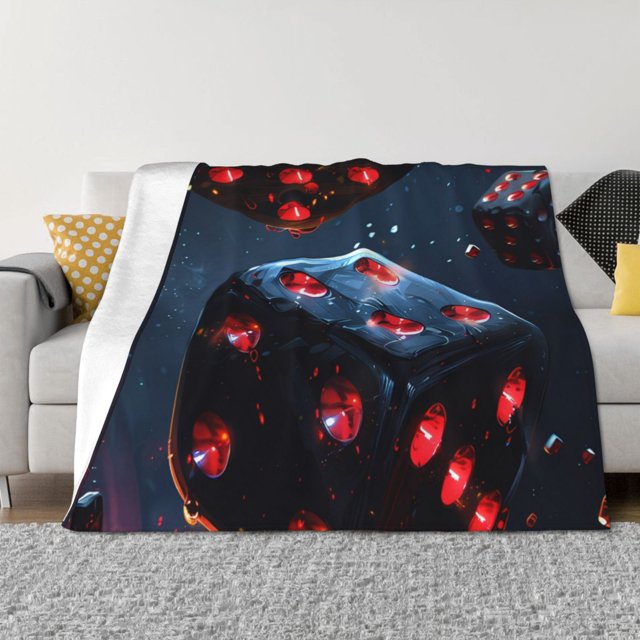 Fotbe Cosmic Red Sparkle Dice Manta de Franela con Estampado, Manta Ultrasuave para Cama, Sofá, Auto, Hipoalergénica y Antibolitas-60"x50"