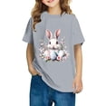 thumbnail image 2 of Jinhomg Holiday Shirt for Kid 2025 Cute Bunny And Colored Eggs Graphic Tees Loose Fit Comfy Short Sleeve Crew Neck Cotton Tops Fall Saving Gray 9 Years, 2 of 5