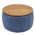thumbnail image 2 of Round Storage Ottoman, 2 in 1 End Table Ottoman Seat Footstool with Removable Lid, Upholstered Fabric Large Storage Ottoman for Living Room Bedroom, 25.5"x25.5"x14.5", Navy, 2 of 7
