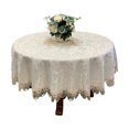thumbnail image 1 of Mantel bordado con encaje Mantel estilo granja decorado con flecos, 1 of 5
