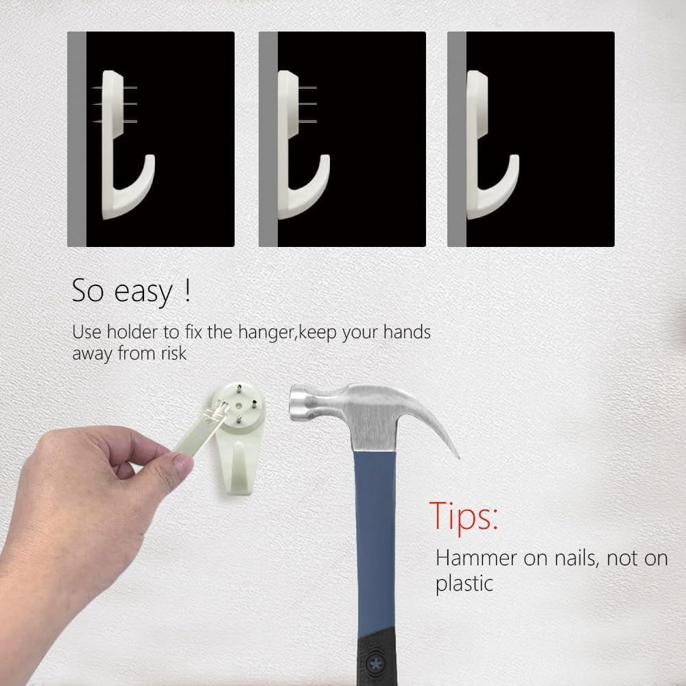 JJEAN-60PCS Concrete Wall HooksPicture Hanging Powerful Concrete Hardwall Drywall Picture Hooks Non-Trace Hanging Hook for Picture Photo Frame Clock (S)