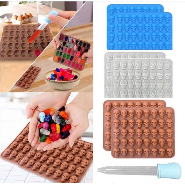 Xihbxyly Molde de Hielo de Calavera de Halloween, Silicona Flexible de Grado Alimenticio, 40 Moldes de Celosía, Diseño Antiadherente de Fácil Liberación, Perfecto para Cócteles Artesanales, Dulces de