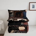 thumbnail image 5 of Manfei Vintage Bear Grid Twin Comforter Sets,Pine Grove Pattern Bedding Set,Brown,Black Reversible,2pcs,1 Comforter and 1 Pillowcase, 5 of 7