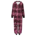thumbnail image 5 of Odeerbi Christmas Onesie Pajamas for Family Holiday Sleep Jumpsuit Long Sleeve Family Christmas Pajamas Matching Sets Mom Fashion Lattice Print Plush Jumpsuit Sleepwear PJs Set Red, 5 of 7