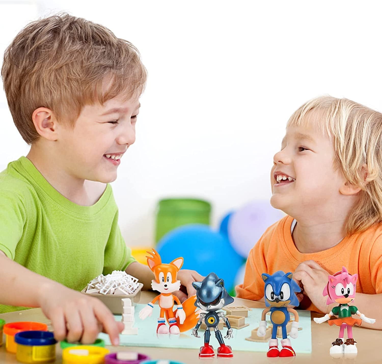 6 Pcs  Sonic The Hedgehog Toys Action Figure，Ideal Gifts & Cake Topper for Boys Girls Fans Birthday Party Favors