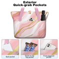 thumbnail image 2 of Tote Bag for Women - Pink and Gold Marble Texture Shoulder Bag - Large Utility Work Duffle Bag with Zipper Handbag for Travel, Work, Sprots, 2 of 5