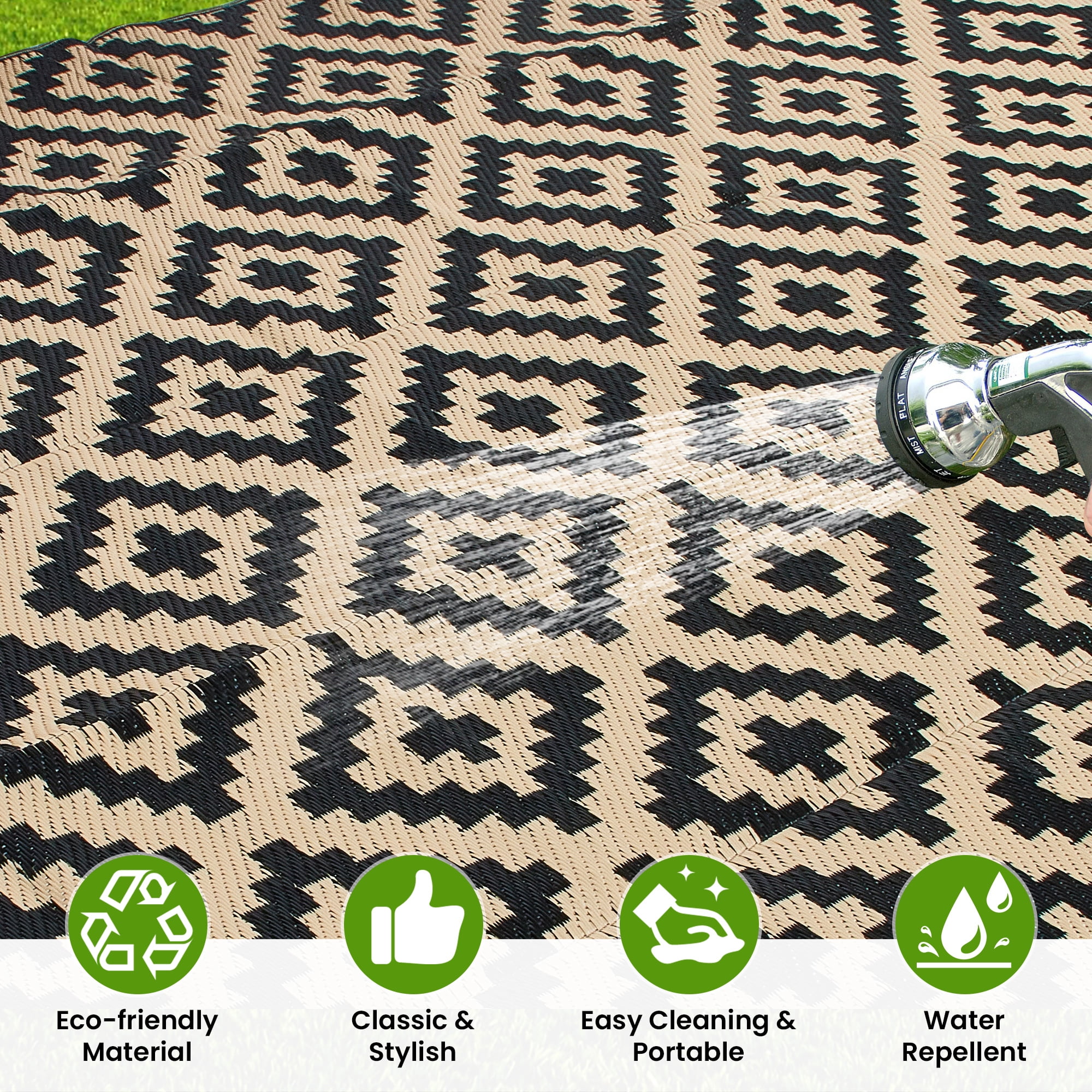 Flngr Outdoor Rug,6'x 9'Outdoor Plastic Straw Rug, Waterproof Outdoor Patio Rug for Picnic,Camper,Balcony,Porch