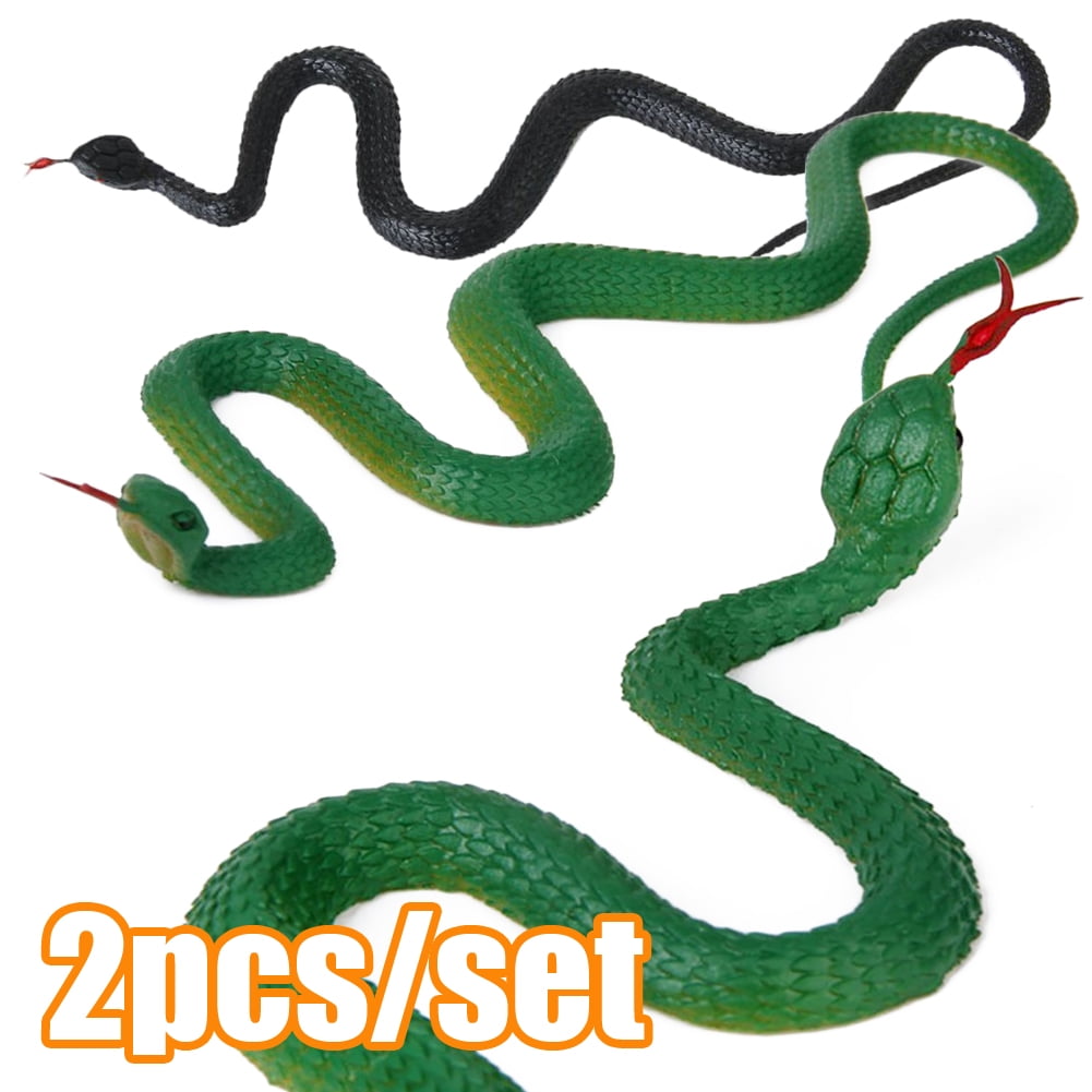  2Pcs/Set Funny Rubber Snakes Looks Supper Real, Realistic Snakes  Pretty Good Gag, Halloween Props, Medusa Costume, Fake Snakes Helping Save  Garden 