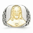 thumbnail image 4 of Stainless Steel with 925 Sterling Silver Jesus Yellow IP-plated Ring Band Size 10, 4 of 8