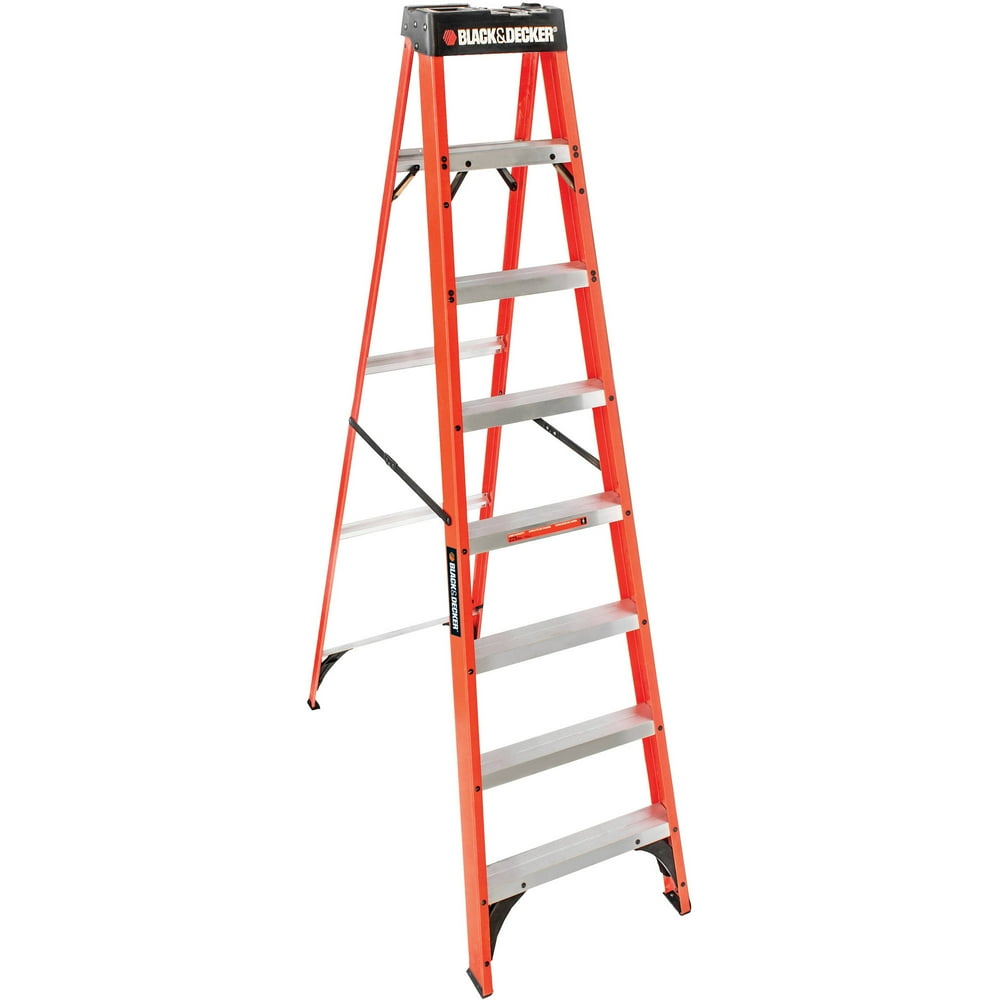 Black and Decker 8' Fiberglass Step Ladder, 225 lb Type II - Walmart ...