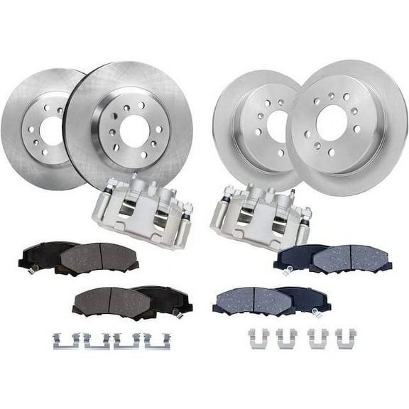 Front and Rear Brake Pad Rotor and Caliper Set - Compatible with 2006 - 2010 Chevy Impala 2007 2008 2009