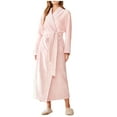 thumbnail image 3 of AINIYS Womens Long Fleece Robe - Warm Soft Floor Length Flannel Bathrobes Full Length for Winter Thicker Long House Coat with Pockets Pink XL, 3 of 4