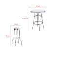 thumbnail image 5 of Benjara Loy 3 Piece Retro Bar Table Set- Round White Top- 2 Stools- Chrome, 5 of 7