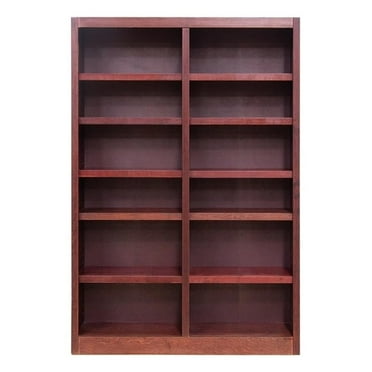 Maklaine Book Shelf - 84" Tall Wood Bookcase Furniture - Cherry