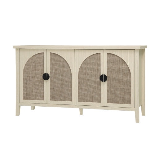 BSHTI Rattan 4 Door Cabinet, Suitable for Bedroom, Living Room, Study