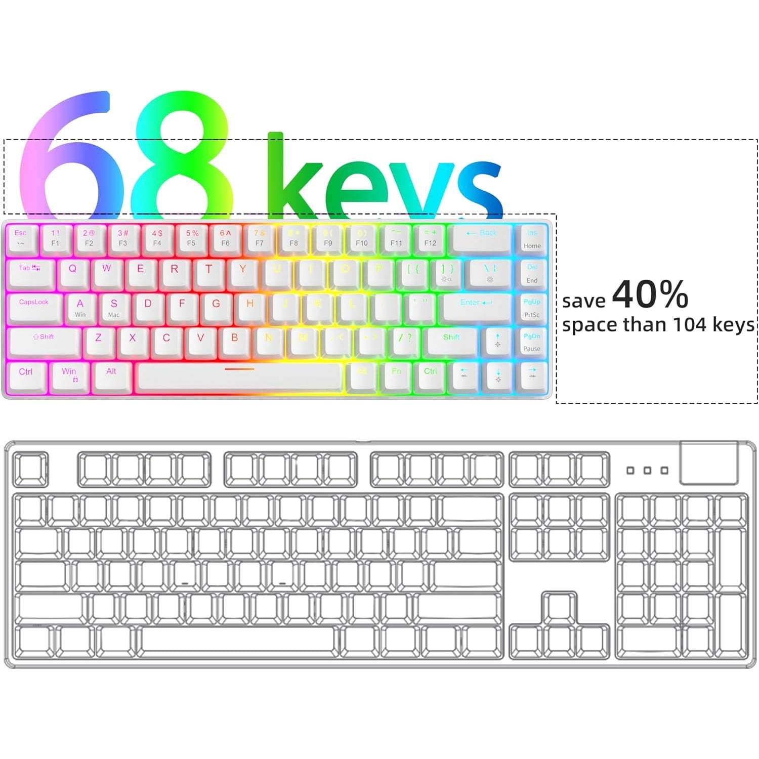 MageGee 60% Rapid Trigger Gaming Keyboard, Hall Effect Magnetic Switch, Actuation Point Adjustable, Hot Swappable RGB Backlit Wired Keyboard with Arrow Keys