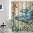 thumbnail image 4 of Funny Blue Ocean Creature Shower Curtains Sets Waterproof Bath Curtains for Bathroom Beach Theme Decor 72" x 72" with 13 Hooks, 4 of 7
