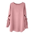 thumbnail image 4 of Womens Oversized Crewneck Sweatshirt, Fleece Pullover Top with Cut Out Sleeve Design, Casual Loose Fit Spring Outfits for Lounge, Daily Wear and Street Style Pink, 4 of 5