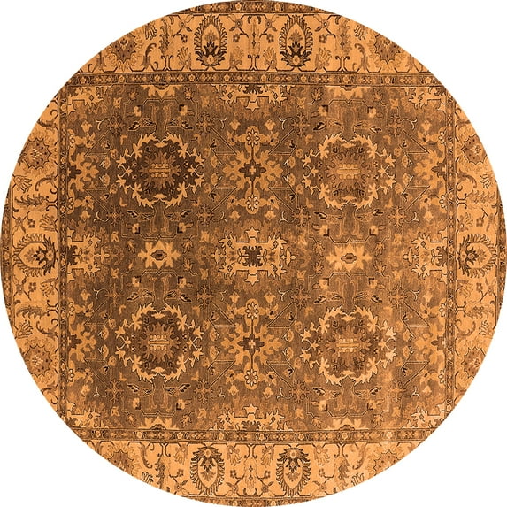 Ahgly Company Indoor Round Oriental Orange Industrial Area Rugs, 3' Round