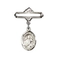 thumbnail image 1 of Sterling Silver Baby Badge with St. Martin de Porres Charm and Polished Badge Pin 1 X 5/8 inches, 1 of 1