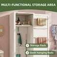 thumbnail image 2 of Uforic Broom Storage Closet Cabinet with Hanging Rod, 63" Garage Cabinet with Shelf, White, 2 of 8
