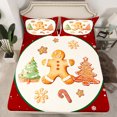 thumbnail image 2 of Homewish Xmas Tree Cookie Twin Sheet Sets,Merry Christmas Twin Fitted Sheet,Kawaii Gingerbread Man Flat Sheet For Kids,Breathable Home Decor,3-Piece, 2 of 7
