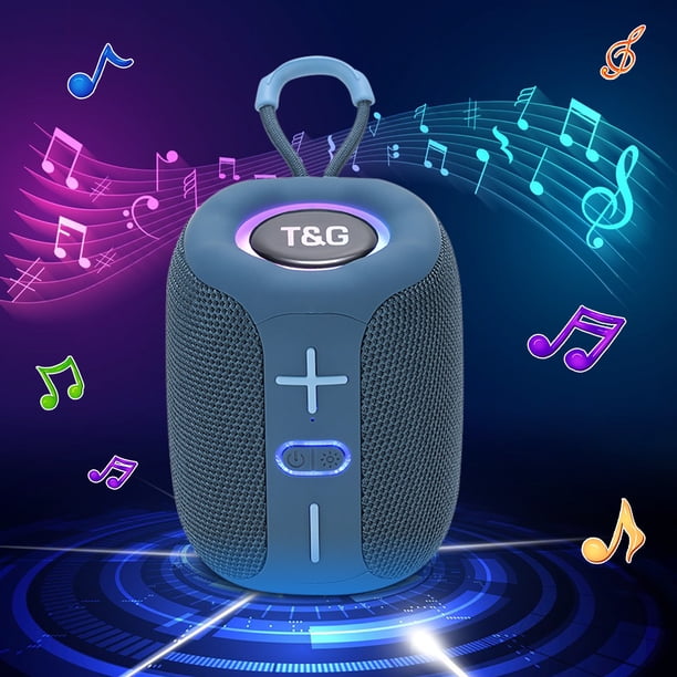 Altavoz de mano inalámbrico Bluetooth | Altavoz portátil con luz LED de colores | Sonido estéreo | Bluetooth 5.0 | Tarjeta TF USB AUX | Batería de 800 mAh | 14x10x10cm | Uso doméstico al aire libre