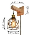 thumbnail image 3 of FSLiving Boho Style Wooden Handle Wall Sconce Adjustable Height Hanging Light with 8.2ft Plug-in UL Brown Twisted Cord, Dimmable Farmhouse Wall Mounted Lighting Fixtures for Home Decor - 2 Lights, 3 of 8