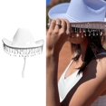 thumbnail image 7 of Vjnyvs Women's Cowboy Hat Set with Bandana and Heart-Shaped Sunglasses, Cowboy Hat Rhinestone Fringe Wide Brim Disco Cowboy Hat White, 7 of 7