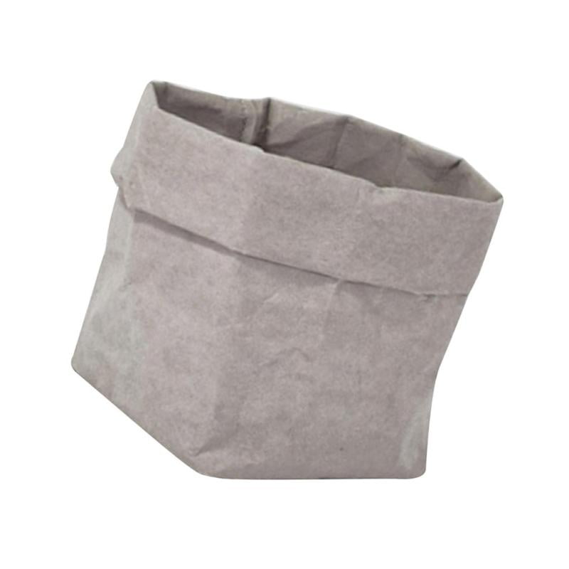 35cm Reusable Home Storage Bag Washable Kraft Paper Bag Flower Pot Grey 