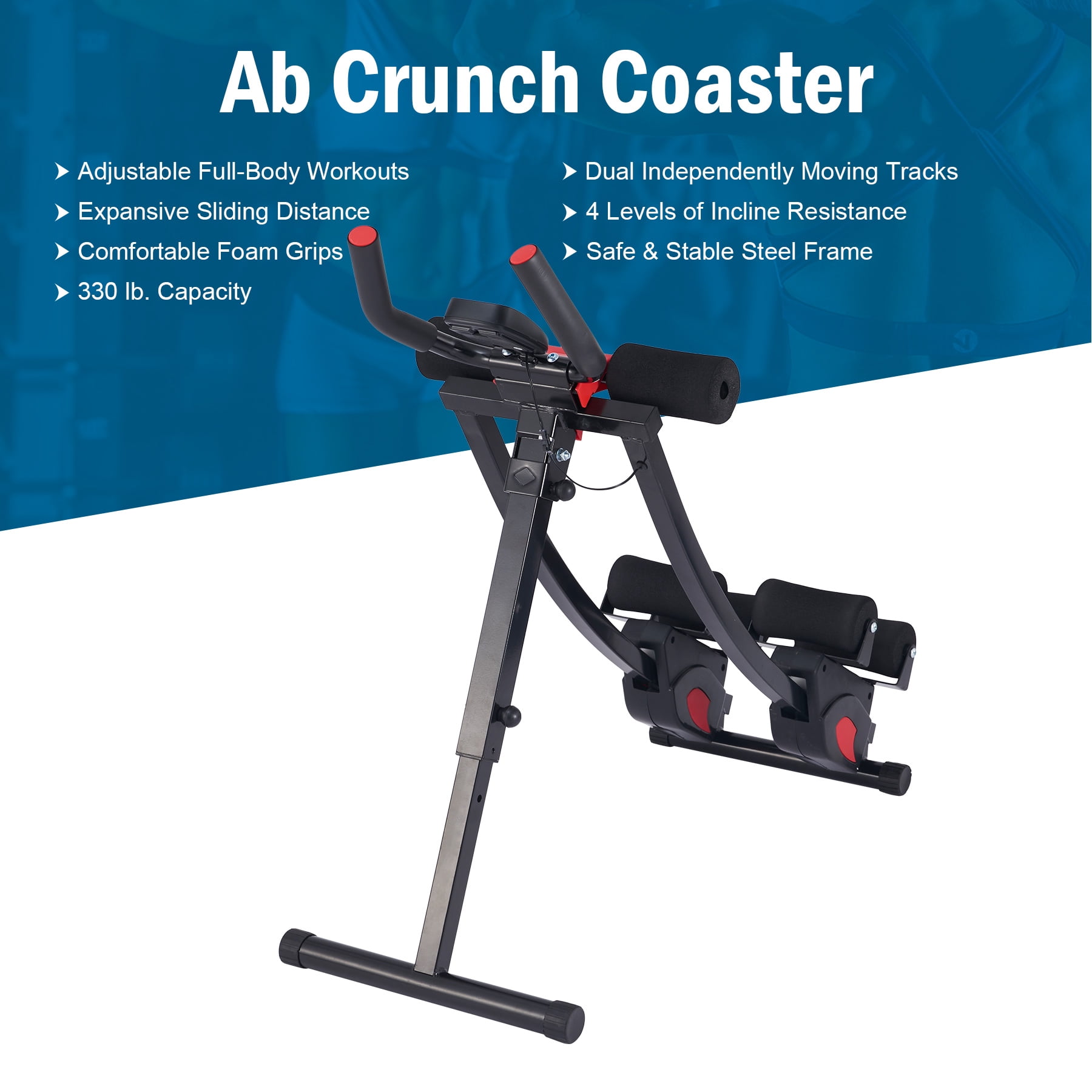 Extending Ab Machine Adjustable Ab Machine w Split Knee Pads 4 Intensity Levels & More for ...