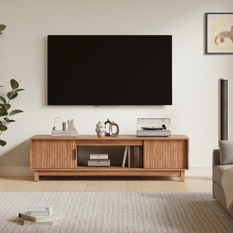 Gianna TV Stand, Entertainment Center Media Console Table with Storage Cabinet, Mid Century Modern Wood Television Furniture with Cable Management Hole for Living Room, Office and Bedroom, 58" Wide