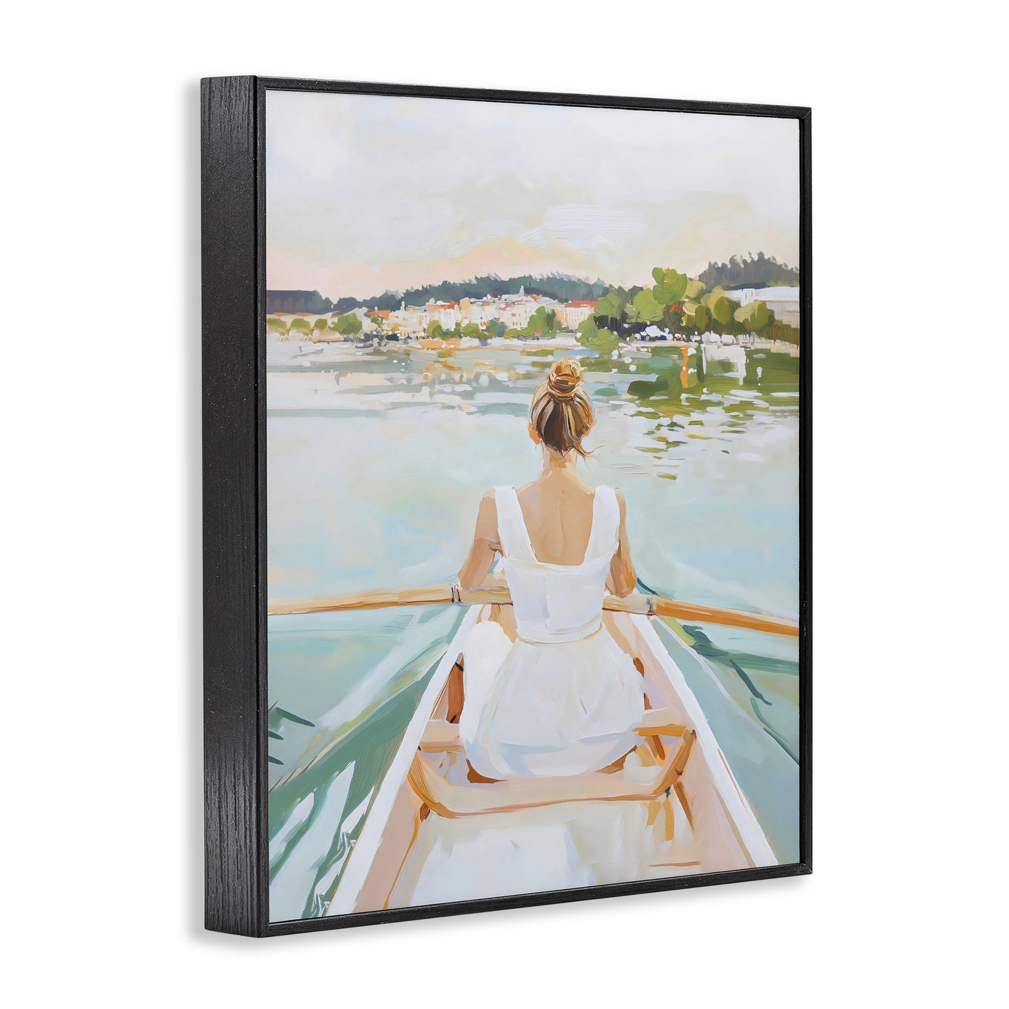 Stupell Industries Girl In Peaceful Canoe Ride Black Framed Giclee Art, design by The Prints Vibe