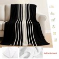 thumbnail image 5 of Black Beige Striped Throw Blanket for Couch, Soft Lightweight Flannel Fleece Blanket, Modern Farmhouse Retro Lines Microfiber Plush All Season Decorative Blankets Gifts for Sofa Bed 50"x60", 5 of 9