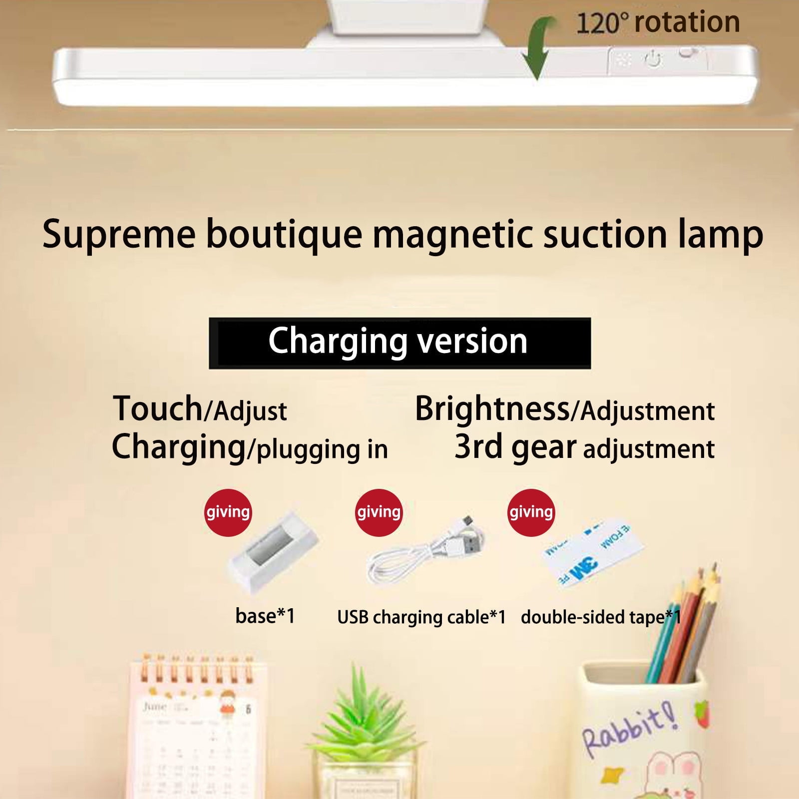 Specollect Clearance 4Pcs Desk Lamp, Reading & Office Lamp, Rechargeable LED Light,3 Colors, Adjustable brightness,LED for Bedroom & Desk with Eye-care