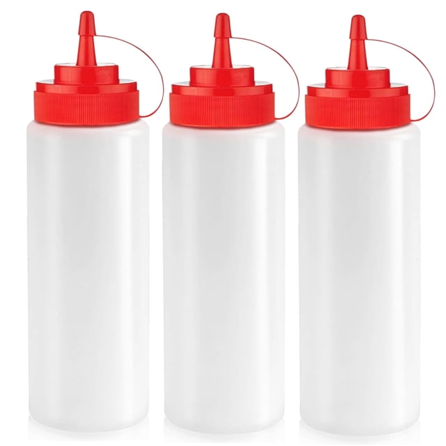 Botellas exprimibles para condimentos Norcalway de 12 oz, paquete de 3